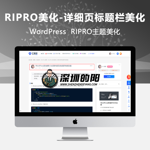 RIPRO主题美化-详细页标题栏显示头像+作者+发布时间+浏览量