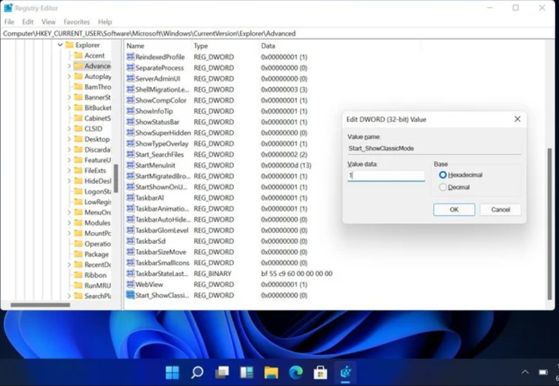 如何将Windows11开始菜单切换为旧版界面 （附泄露镜版像）