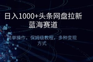 (8547期)日入1000+头条网盘拉新蓝海赛道,简单操作,保姆级教程,多种变现方式
