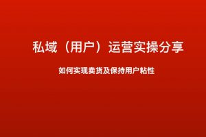 私域（用户）运营实操分享：如何实现卖货及保持用户粘性PPT