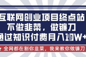 互联网创业尽头-不做韭菜，做镰刀，通过知识付费月入10个【揭秘】