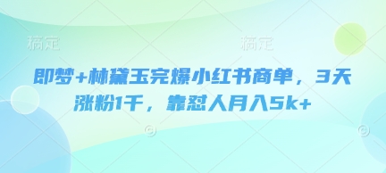 即夢(mèng)+林黛玉完爆小紅書(shū)商單，3天漲粉1千，靠懟人月入5k+