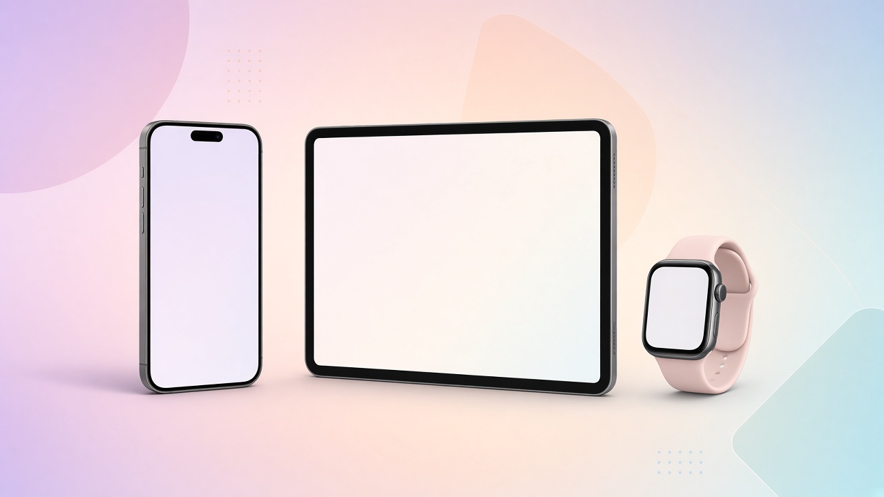 Phone, tablet and watch mockups