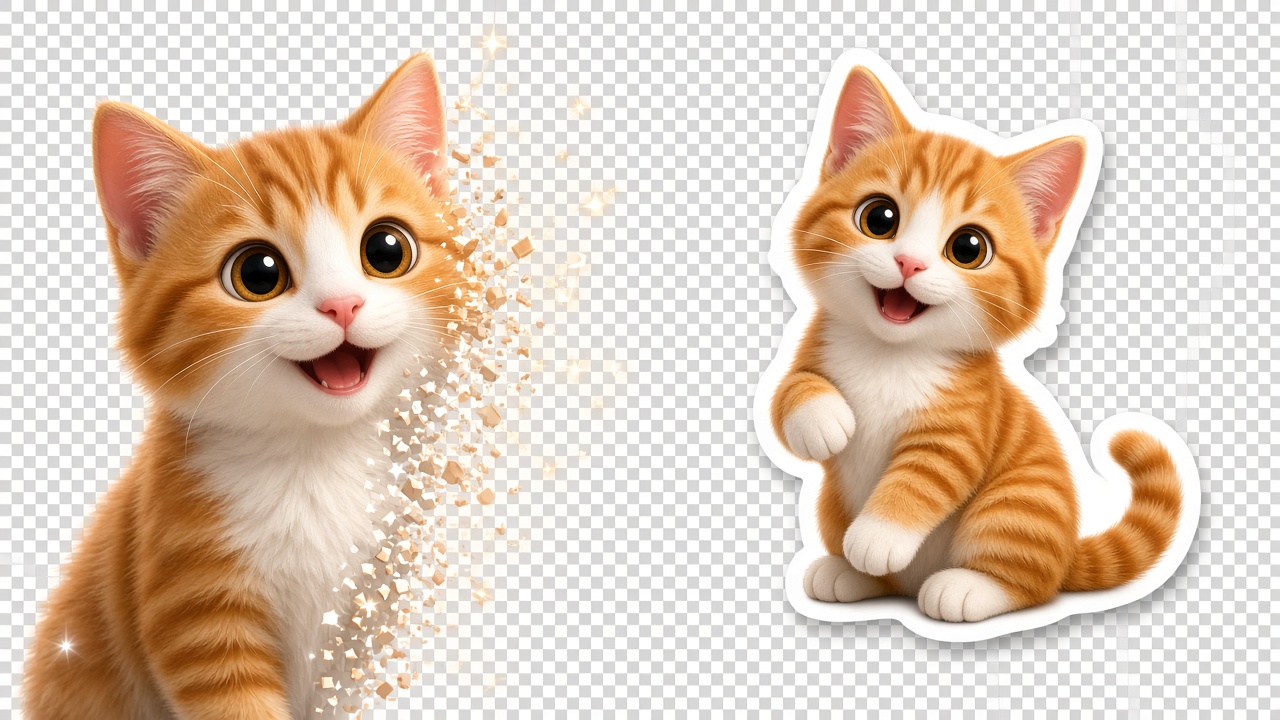 Pet photo turned into a transparent-background sticker